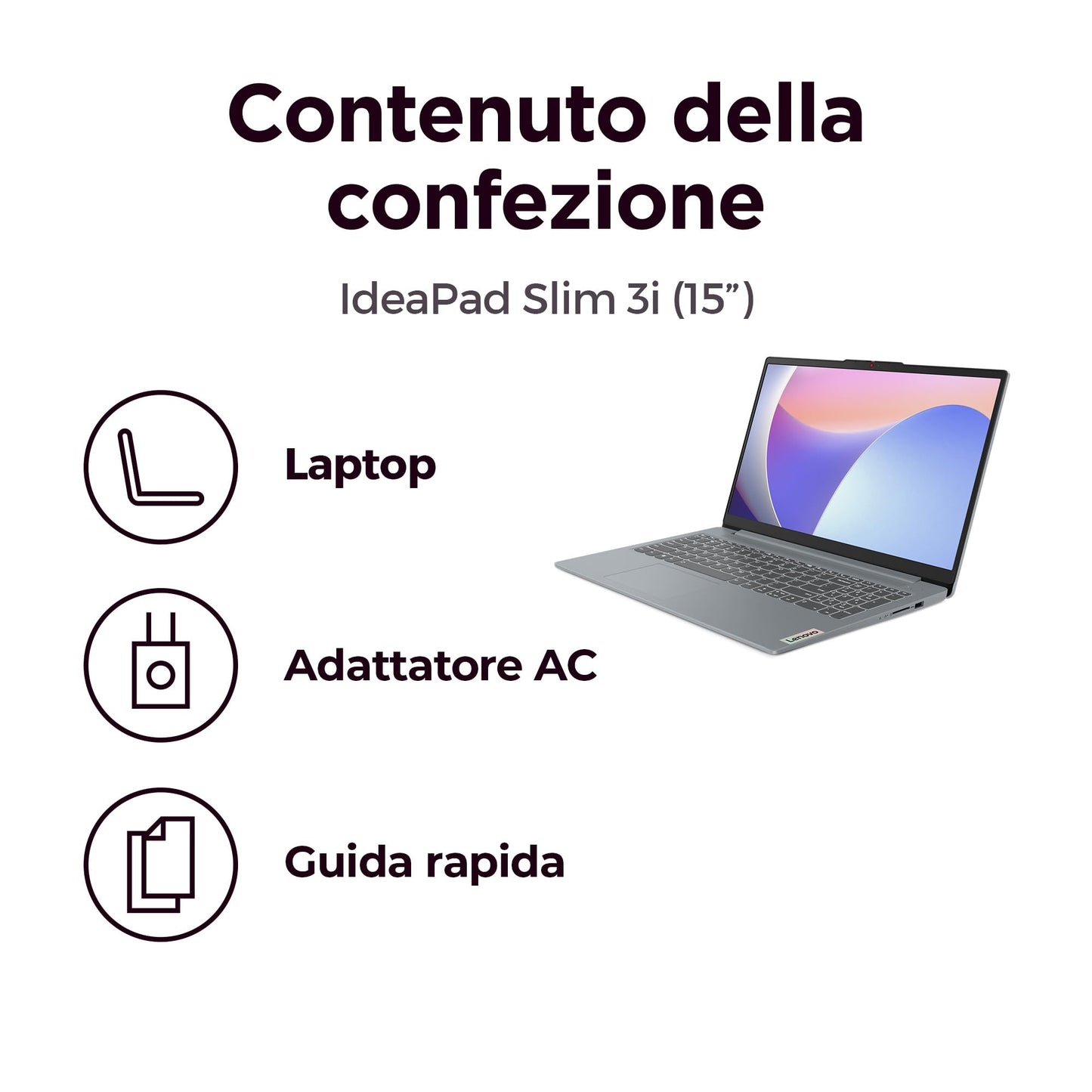 Lenovo IdeaPad Slim 3 Notebook 15,6” FHD (1920x1080), Intel Core i7-13620H, RAM 16GB, 512GB SSD, WiFi 6, Windows 11 - Arctic Grey, Esclusiva Amazon