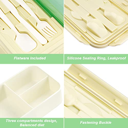 Bibury Porta Pranzo, Lunch Box Prova di Perdite, Bento Box con 3 Scomparti e Posate(Forchetta e Cucchiaio), Portapranzo, Sicuri per Microonde e Lavastoviglie - Blu
