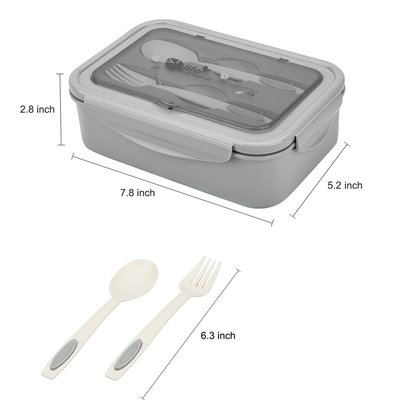 Bibury Porta Pranzo, Lunch Box Prova di Perdite, Bento Box con 3 Scomparti e Posate(Forchetta e Cucchiaio), Portapranzo, Sicuri per Microonde e Lavastoviglie - Blu