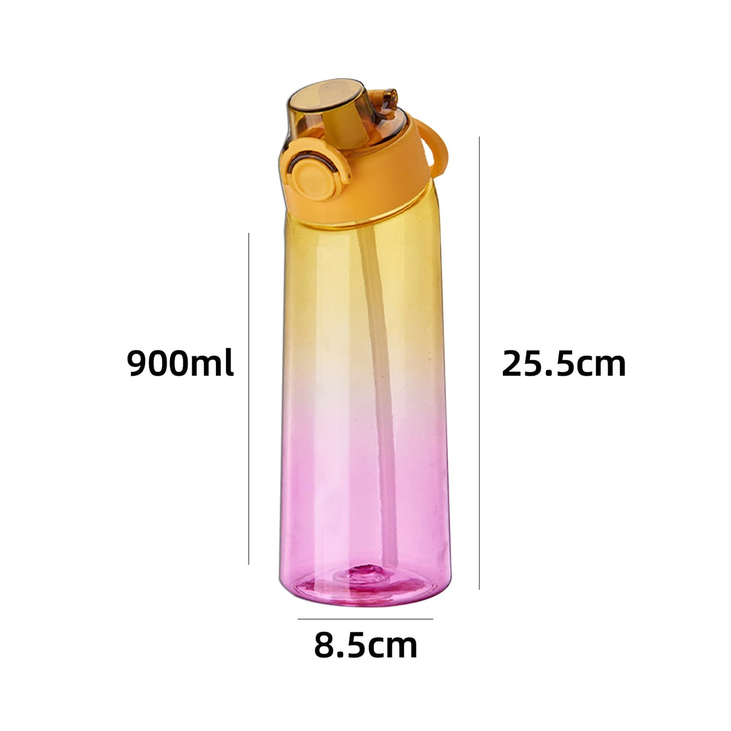 DPZO, Borraccia Air Gourde Up da 900 ml, per sport, con cannuccia, con 8 capsule aromatizzate, borraccia in tritan per l’allenamento (viola-blu sfumato)