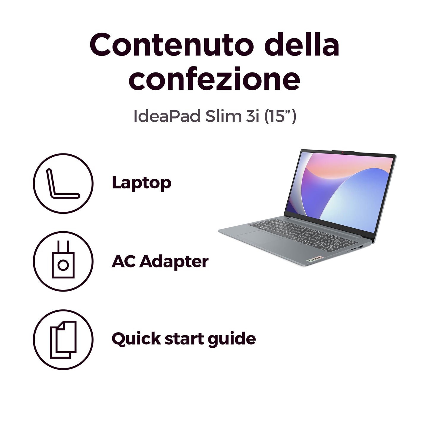 Lenovo IdeaPad Slim 3 Notebook 15,6” FHD (1920x1080), Intel Core i7-13620H, RAM 16GB, 512GB SSD, WiFi 6, Windows 11 - Arctic Grey, Esclusiva Amazon
