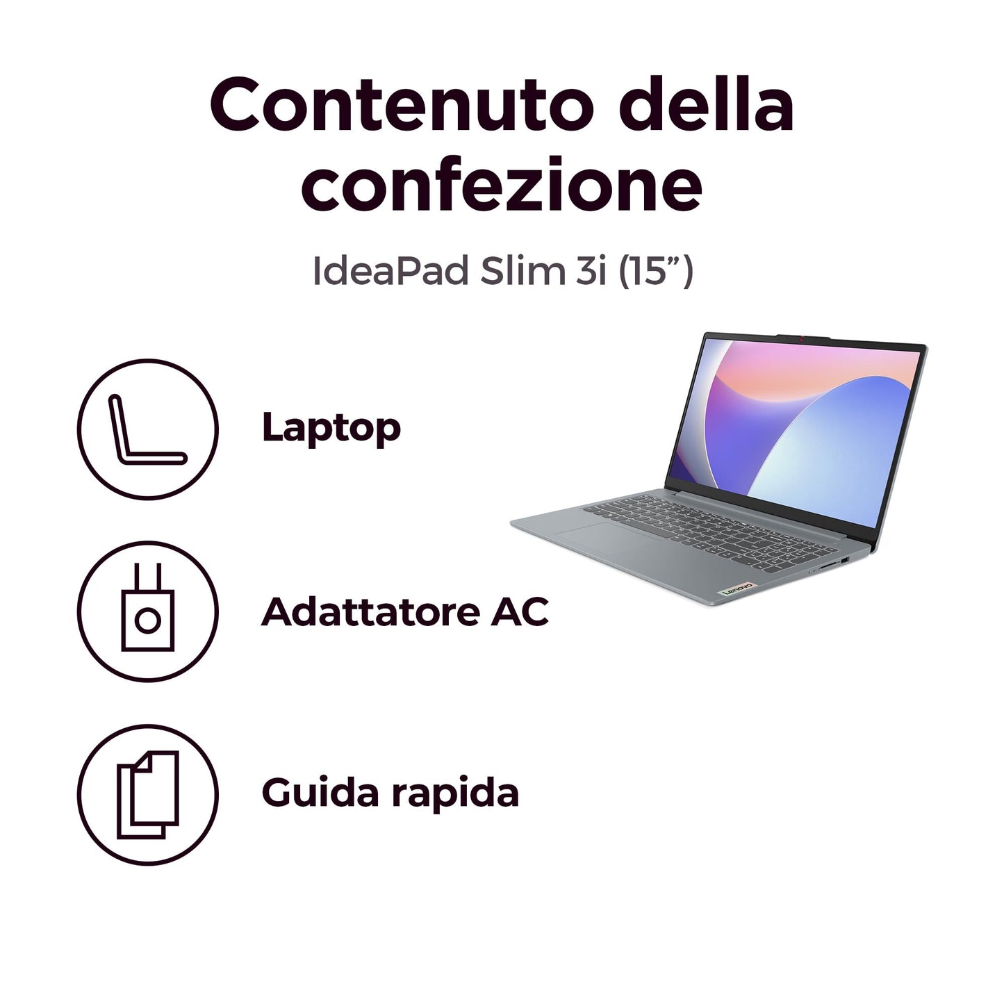 Lenovo IdeaPad Slim 3 Notebook 15,6” FHD (1920x1080), Intel Core i7-13620H, RAM 16GB, 512GB SSD, WiFi 6, Windows 11 - Arctic Grey, Esclusiva Amazon