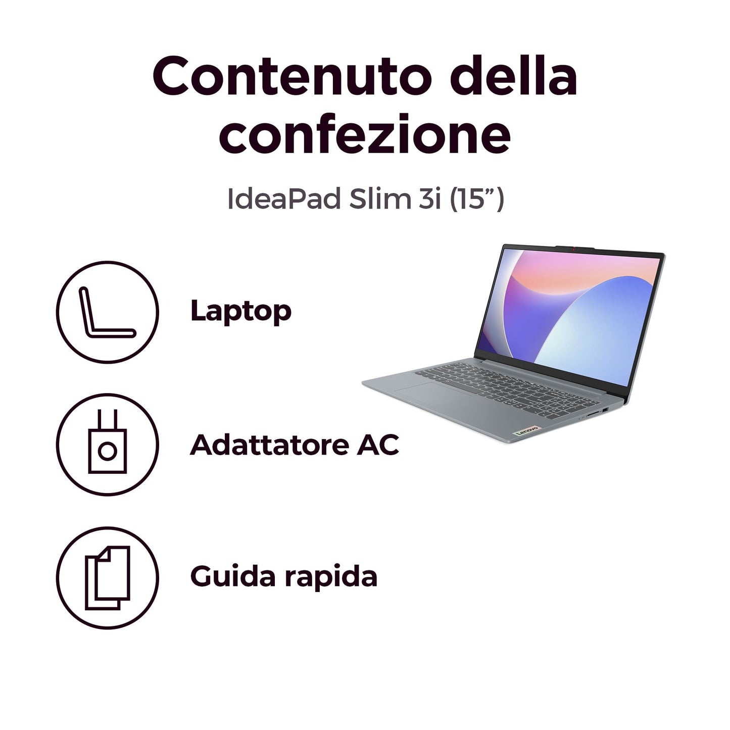 Lenovo IdeaPad Slim 3 Notebook 15,6” FHD (1920x1080), Intel Core i7-13620H, RAM 16GB, 512GB SSD, WiFi 6, Windows 11 - Arctic Grey, Esclusiva Amazon