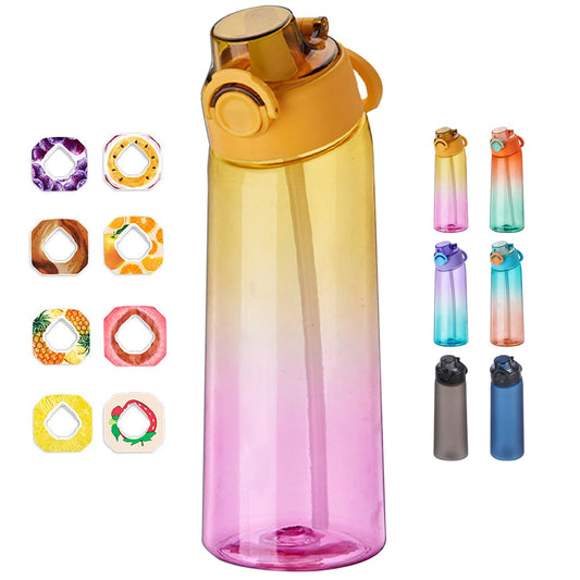 DPZO, Borraccia Air Gourde Up da 900 ml, per sport, con cannuccia, con 8 capsule aromatizzate, borraccia in tritan per l’allenamento (viola-blu sfumato)