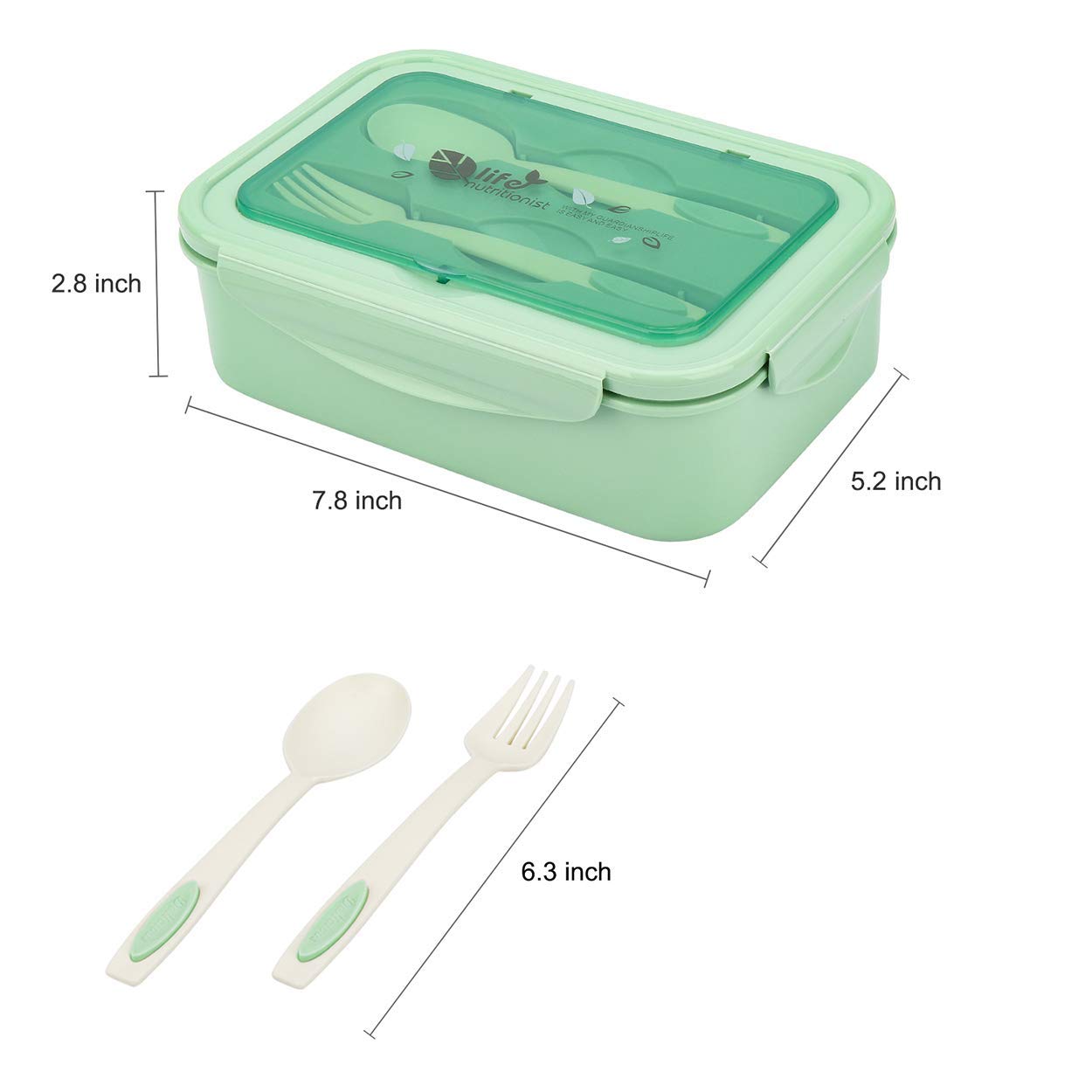Bibury Porta Pranzo, Lunch Box Prova di Perdite, Bento Box con 3 Scomparti e Posate(Forchetta e Cucchiaio), Portapranzo, Sicuri per Microonde e Lavastoviglie - Blu