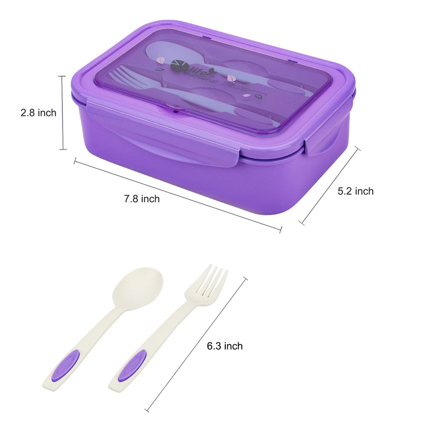 Bibury Porta Pranzo, Lunch Box Prova di Perdite, Bento Box con 3 Scomparti e Posate(Forchetta e Cucchiaio), Portapranzo, Sicuri per Microonde e Lavastoviglie - Blu