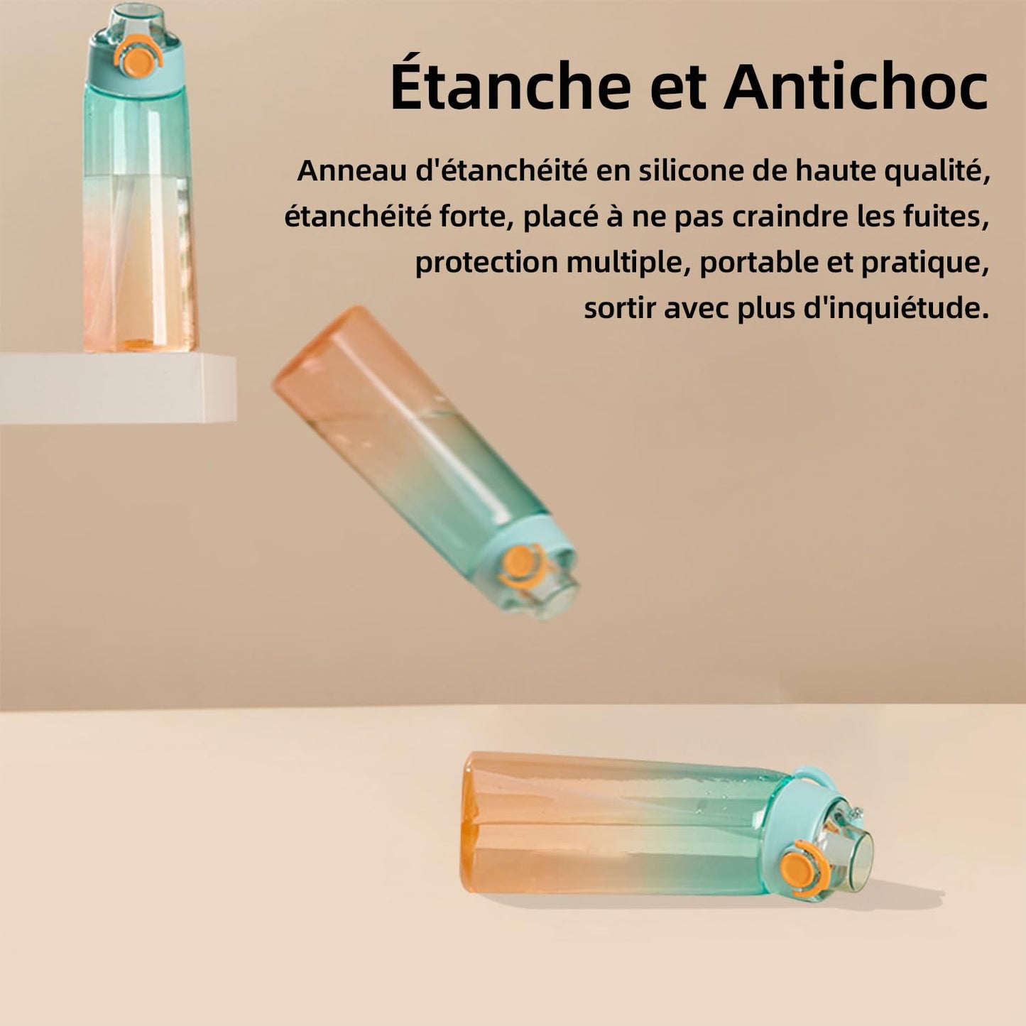 DPZO, Borraccia Air Gourde Up da 900 ml, per sport, con cannuccia, con 8 capsule aromatizzate, borraccia in tritan per l’allenamento (viola-blu sfumato)