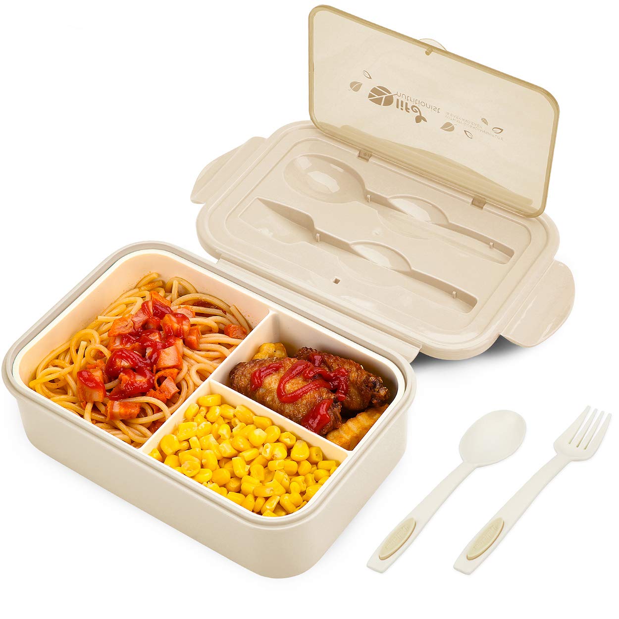 Bibury Porta Pranzo, Lunch Box Prova di Perdite, Bento Box con 3 Scomparti e Posate(Forchetta e Cucchiaio), Portapranzo, Sicuri per Microonde e Lavastoviglie - Blu