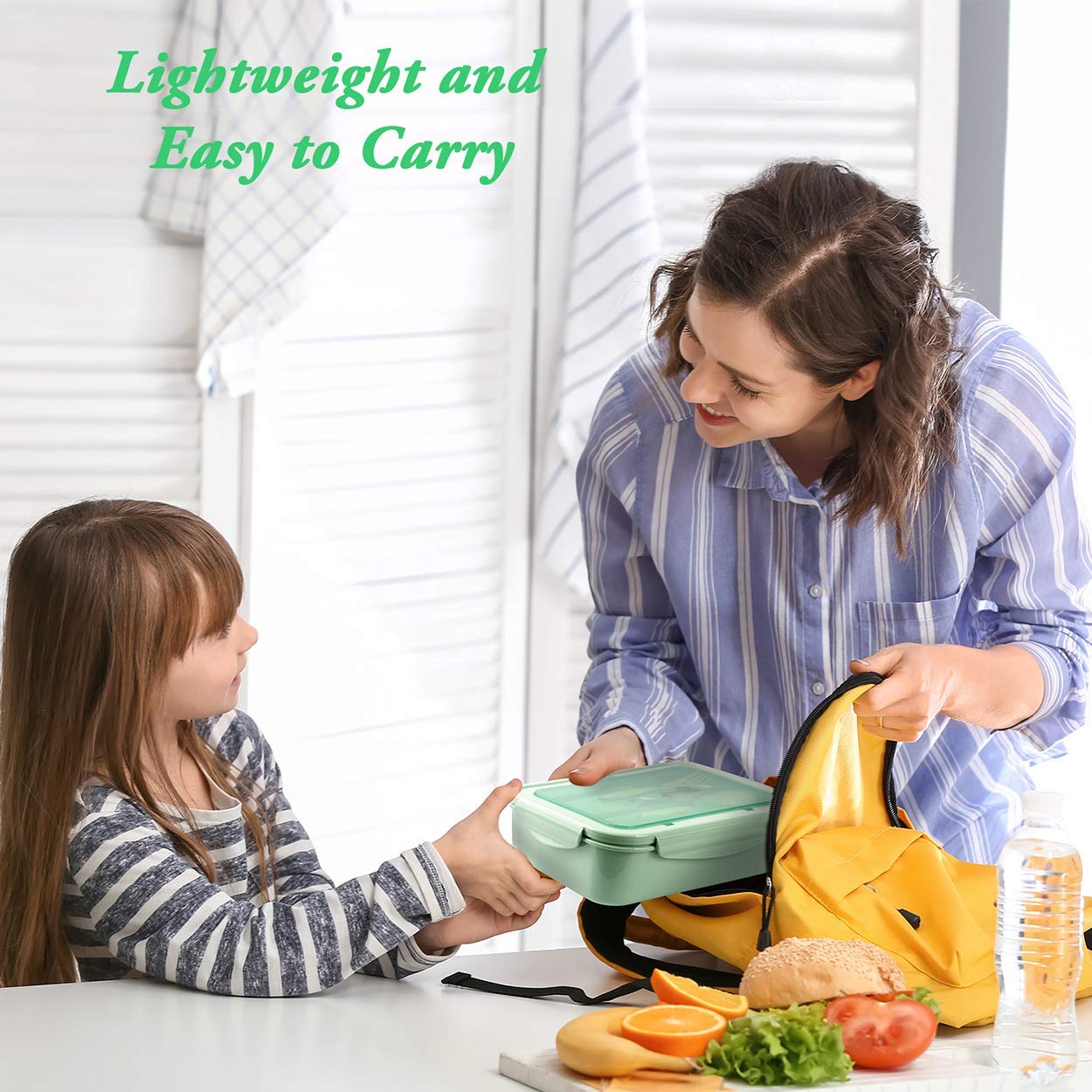Bibury Porta Pranzo, Lunch Box Prova di Perdite, Bento Box con 3 Scomparti e Posate(Forchetta e Cucchiaio), Portapranzo, Sicuri per Microonde e Lavastoviglie - Blu
