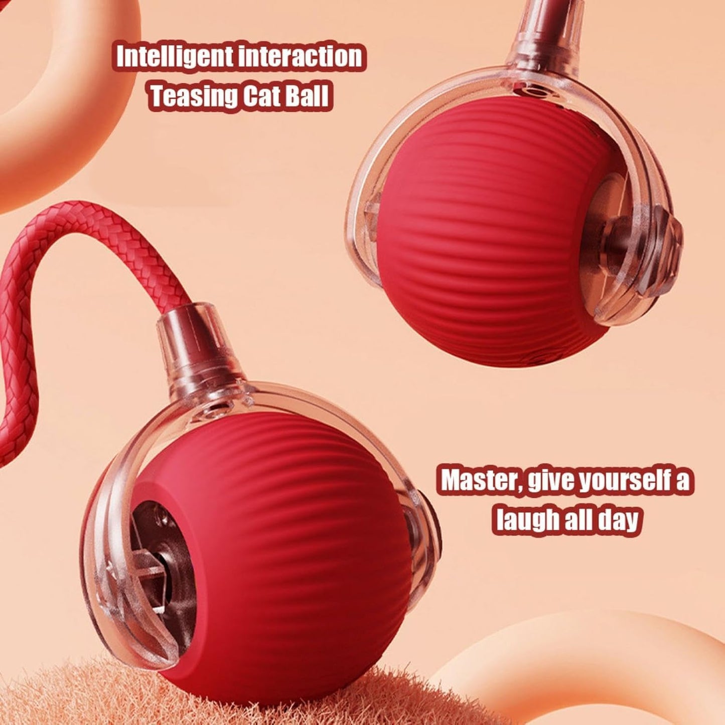 Giocattolo interattivo per gatti, palla elettrica per gatti, giocattolo per gatti, giocattolo elettrico con USB, ricaricabile, 3 modalità di lavoro, 360° Rolling Smart Ball per gatti e cani (rosso)