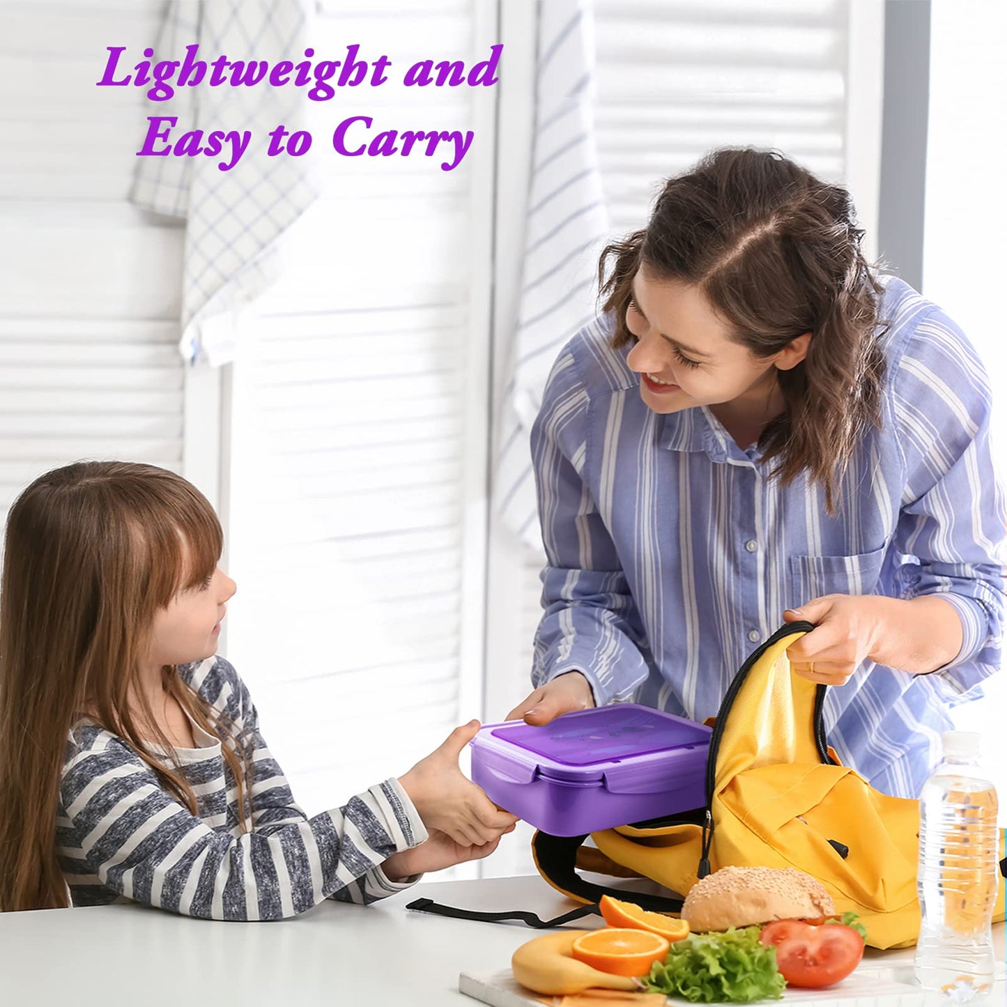 Bibury Porta Pranzo, Lunch Box Prova di Perdite, Bento Box con 3 Scomparti e Posate(Forchetta e Cucchiaio), Portapranzo, Sicuri per Microonde e Lavastoviglie - Blu