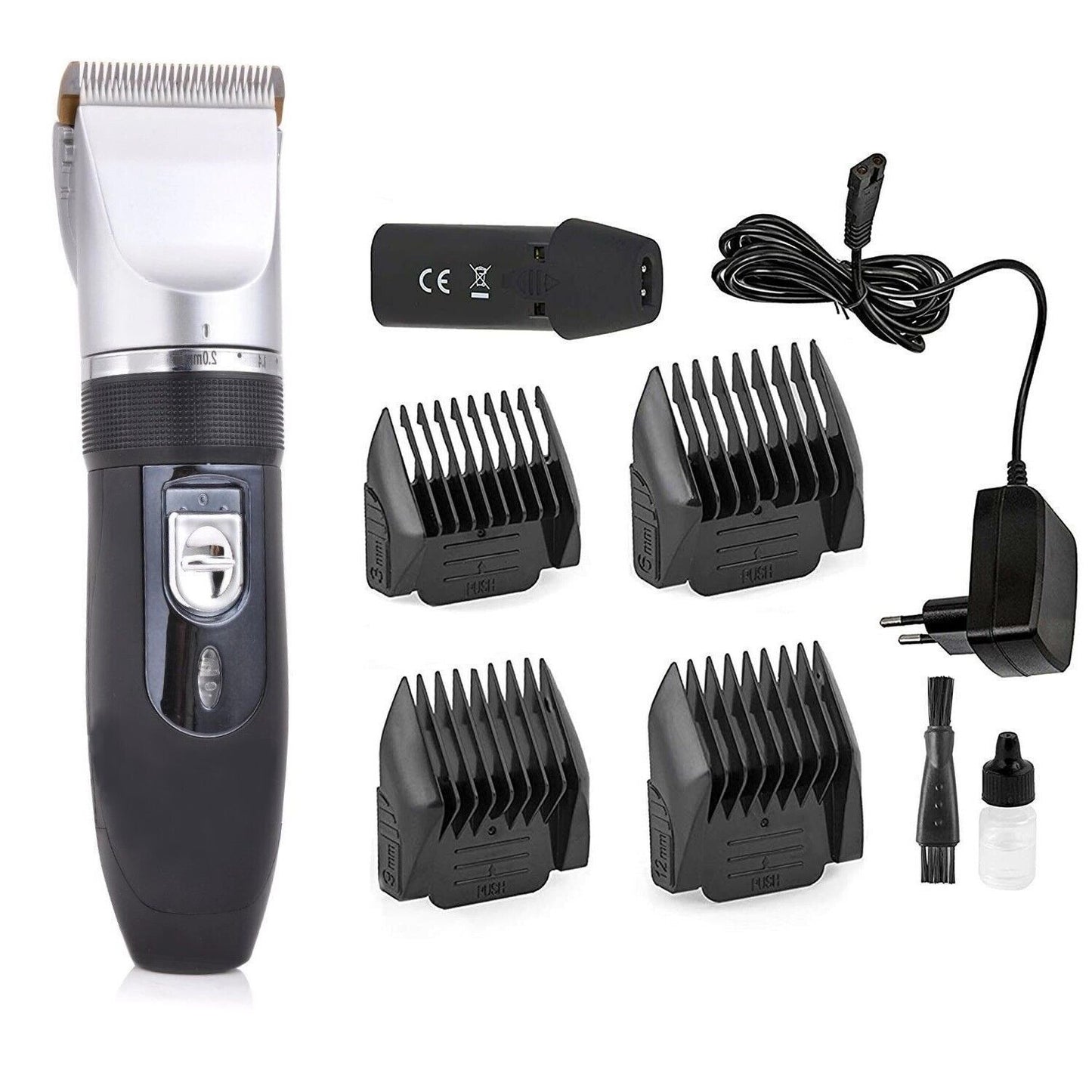 TAGLIA CAPELLI RASOIO BARBA 2 BATTERIE RICARICABILE LAMA CERAMICA RFC-208