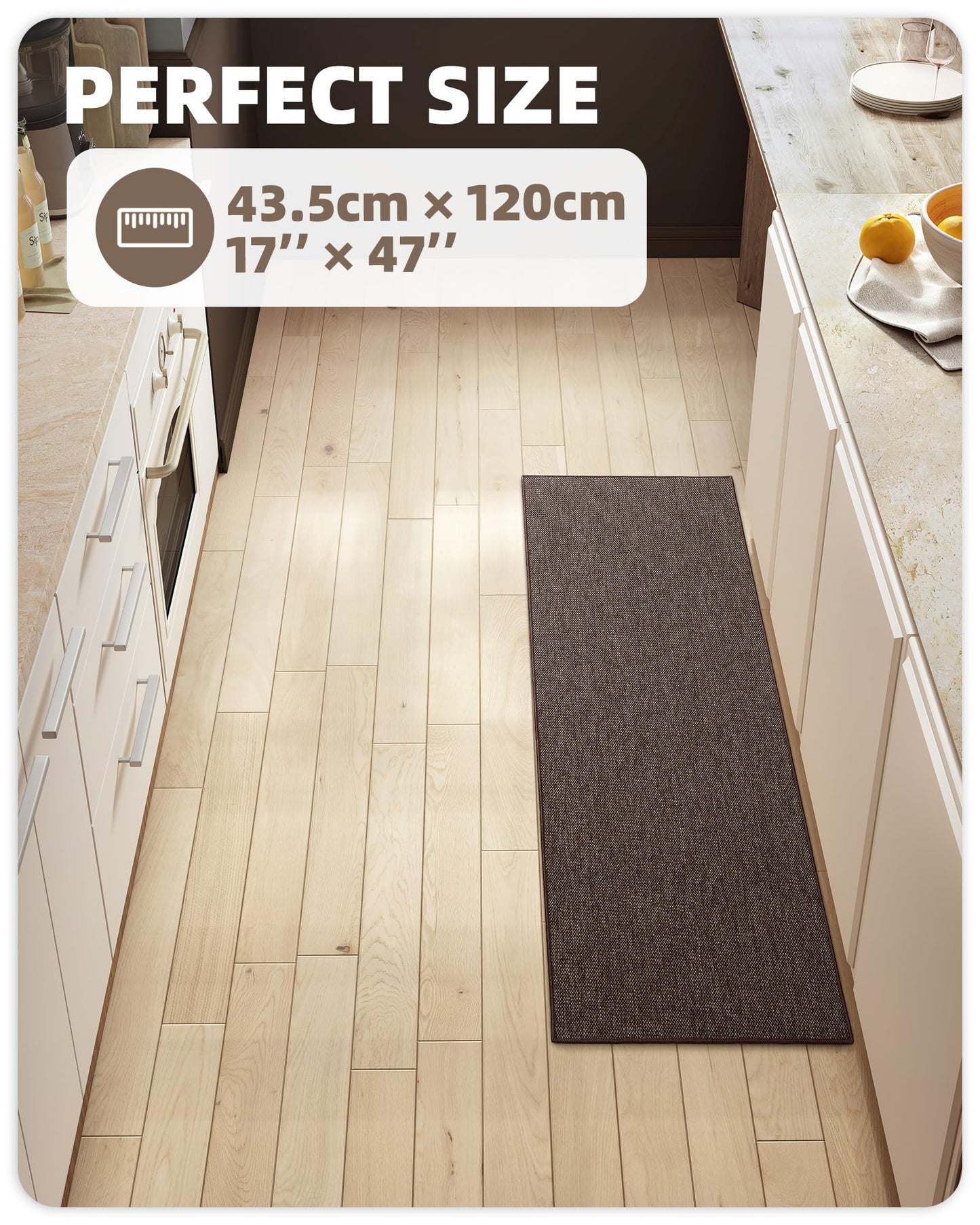 Color G Tappeto Cucina Antiscivolo Lavabile, Tappeti Cucina Tessuto, Passatoia Cucina Assorbente, Tappeto Runner Facile da Pulire, Tappeti per Cucina, Sala da Pranzo, Lavanderia (Beige, 43x120cm)