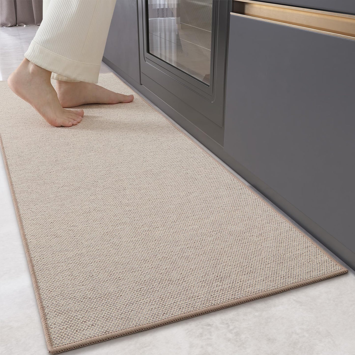 Color G Tappeto Cucina Antiscivolo Lavabile, Tappeti Cucina Tessuto, Passatoia Cucina Assorbente, Tappeto Runner Facile da Pulire, Tappeti per Cucina, Sala da Pranzo, Lavanderia (Beige, 43x120cm)