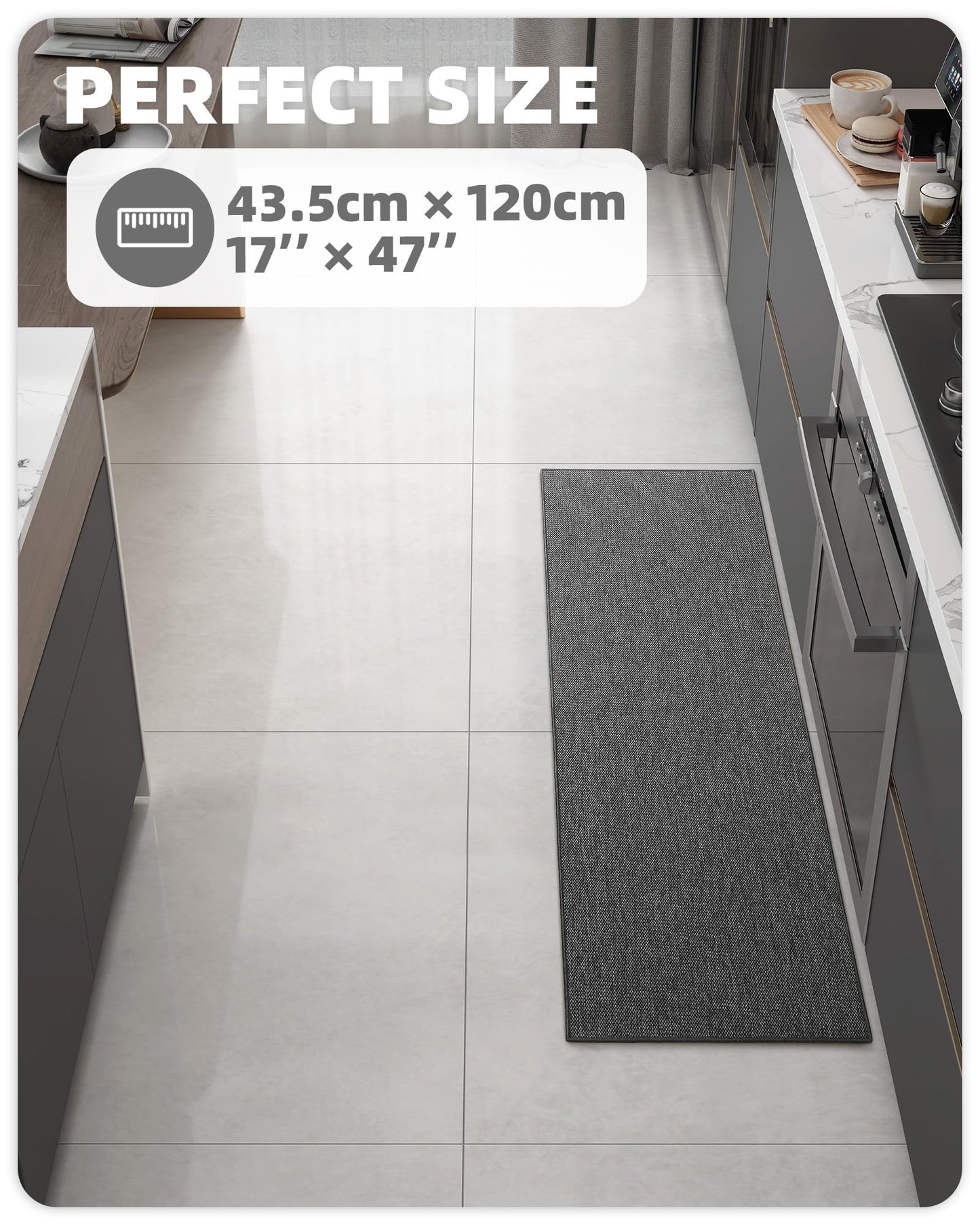 Color G Tappeto Cucina Antiscivolo Lavabile, Tappeti Cucina Tessuto, Passatoia Cucina Assorbente, Tappeto Runner Facile da Pulire, Tappeti per Cucina, Sala da Pranzo, Lavanderia (Beige, 43x120cm)