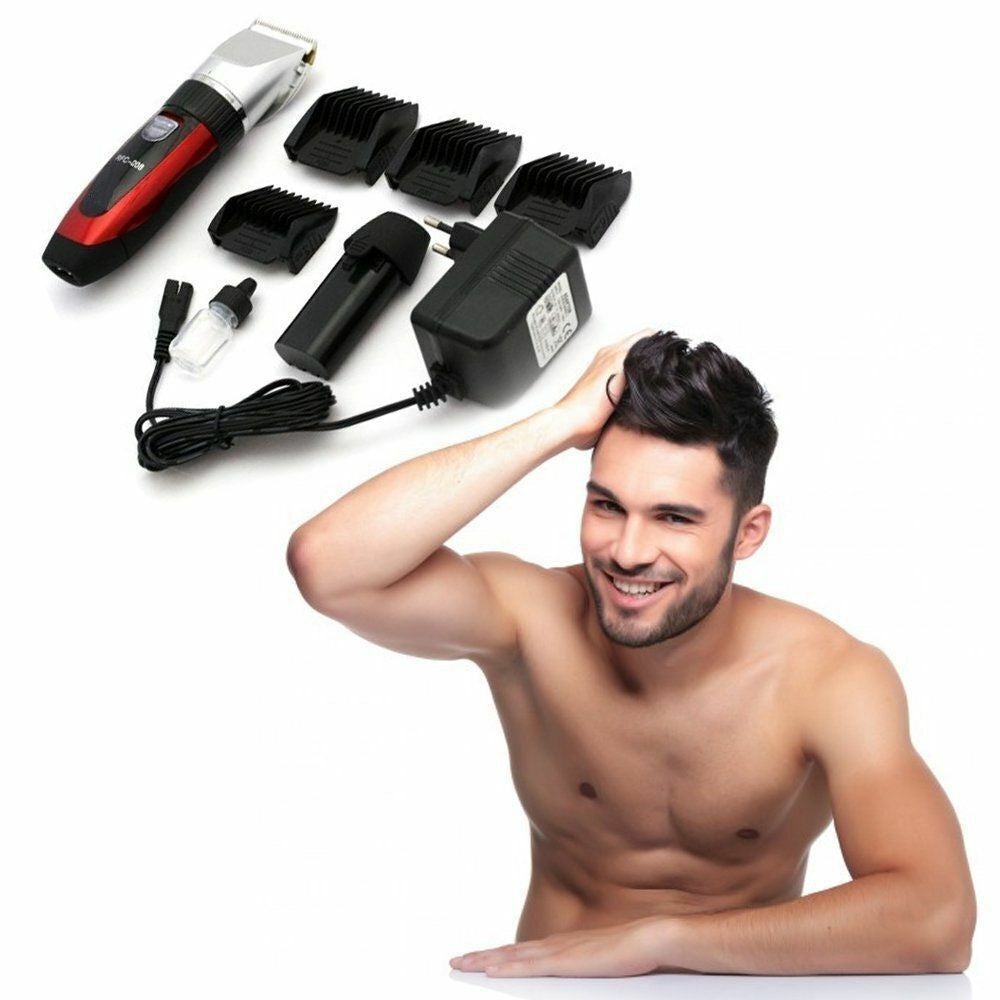 TAGLIA CAPELLI RASOIO BARBA 2 BATTERIE RICARICABILE LAMA CERAMICA RFC-208