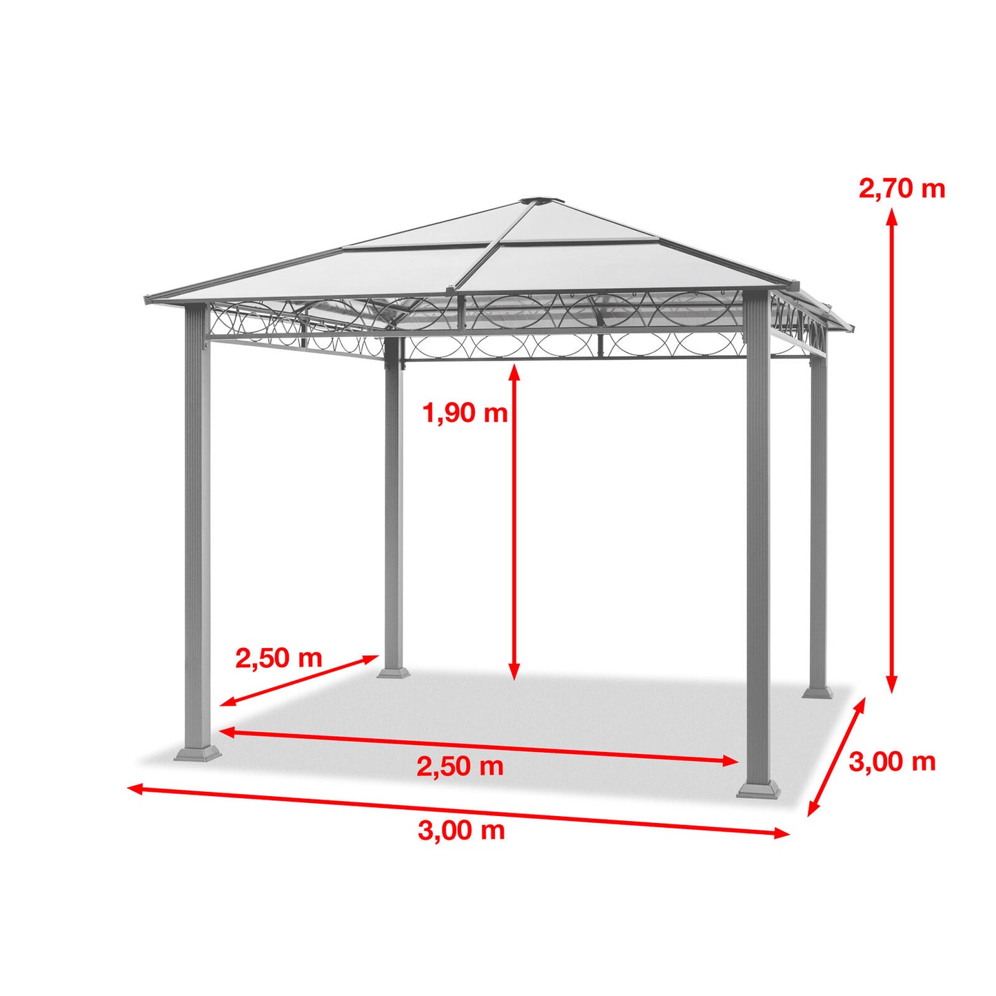 Gazebo da giardino in alluminio 3x3 m gazebo di lusso tetto rigido tetto fisso tenda per feste gazebo