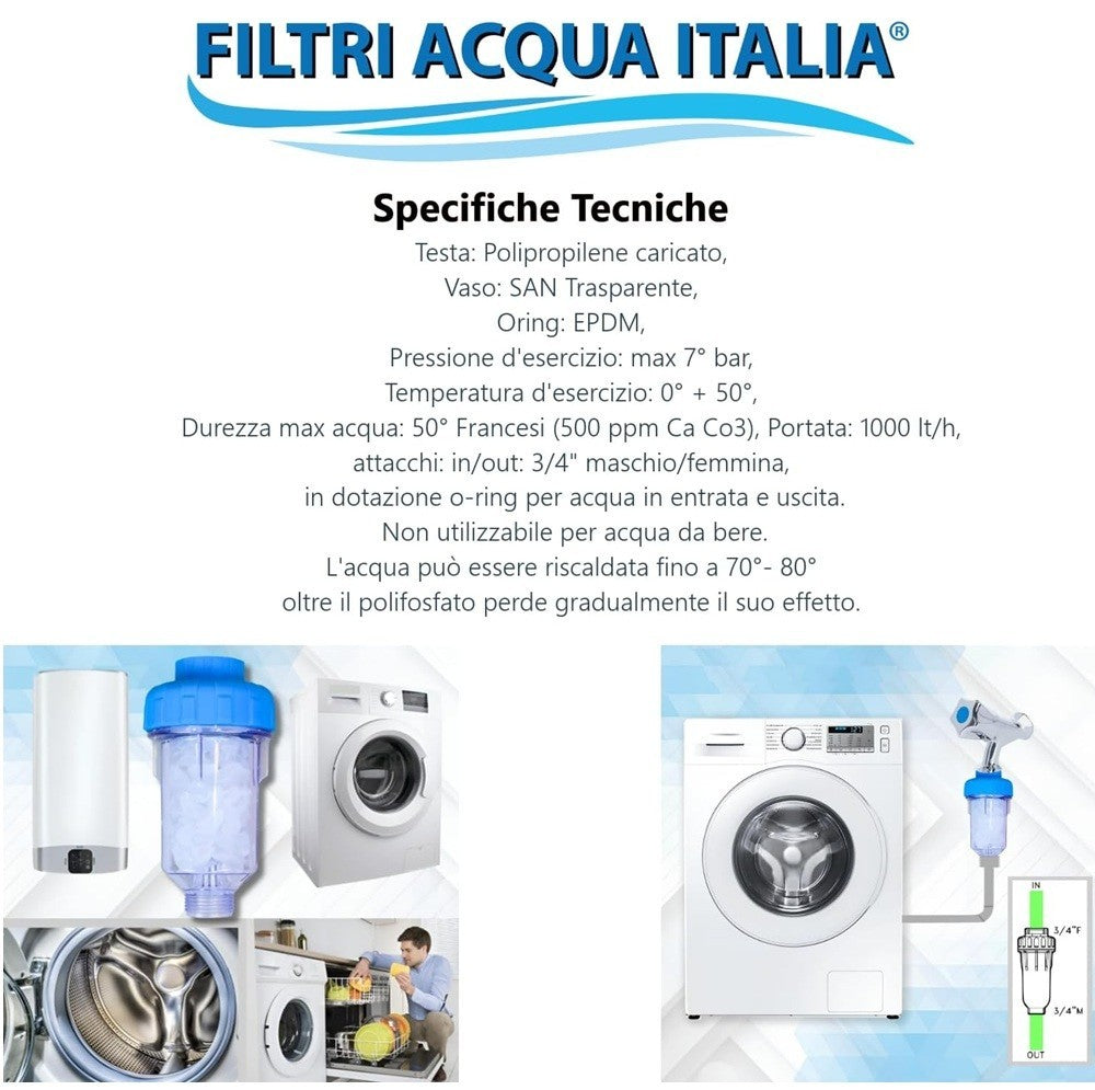 Filtro Anticalcare Lavatrice Lavastoviglie Filtri Acqua Italia®