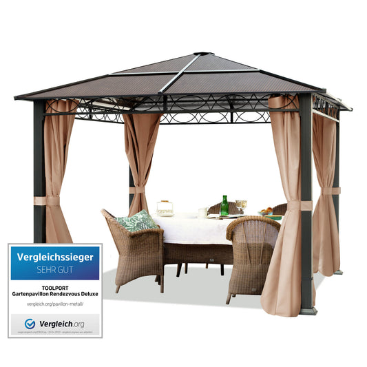 Gazebo da giardino in alluminio 3x3 m gazebo di lusso tetto rigido tetto fisso tenda per feste gazebo