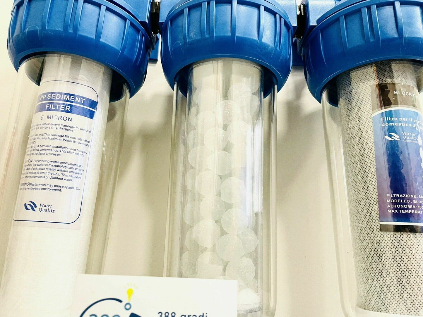 KIT FILTRO TRATTAMENTO ACQUA ø 3/4 ” ANTIRESIDUI ANTICALCARE E CARBONI ATTIVI