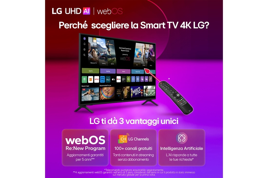 LG TV 55UA73006LA 55 pollici webOS UHD AI UA73 4K Smart TV 2025