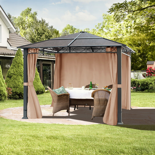 Gazebo da giardino in alluminio 3x3 m gazebo di lusso tetto rigido tetto fisso tenda per feste gazebo